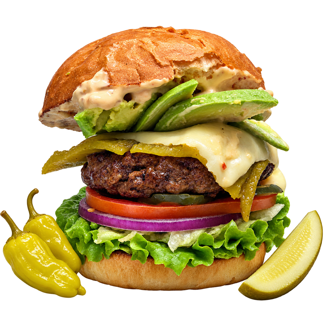Tony's La Vida Loca burger with green chile, avocado and ghost pepper Jack cheese